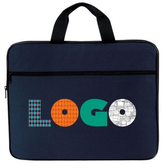 Custom Logo Conventional Portfolio w/Front Zipper Pocket