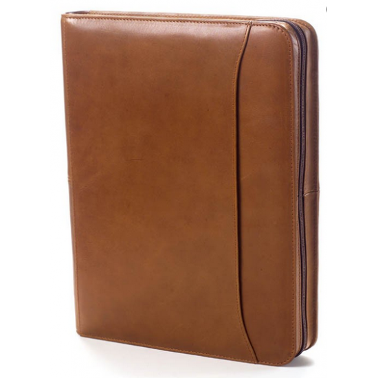 Custom Logo Conference Zip Padfolio - Tuscan Leather Custom Logo Conference Zip Padfolio - Tuscan Leather