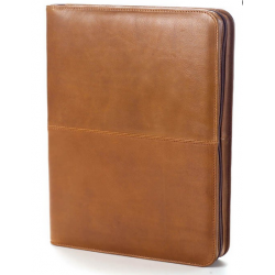 Custom Logo Conference Zip Padfolio - Tuscan Leather