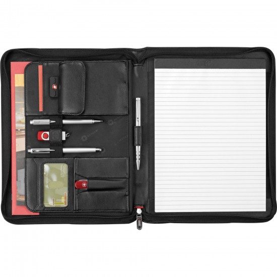 Custom Logo Wenger Executive Leather Zippered Padfolio