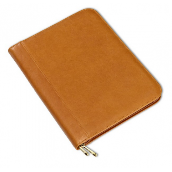 Custom Logo Tuscan Leather Zip Pocket Padfolio