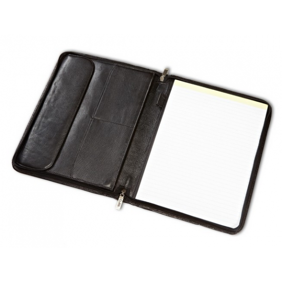 Custom Logo Tuscan Leather Zip Pocket Padfolio