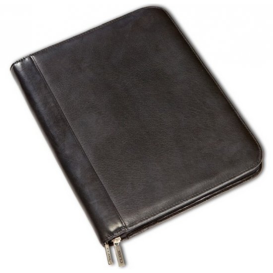 Custom Logo Tuscan Leather Zip Pocket Padfolio