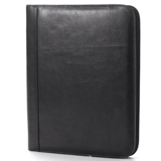 Custom Logo Tuscan Leather Zip Pocket Padfolio