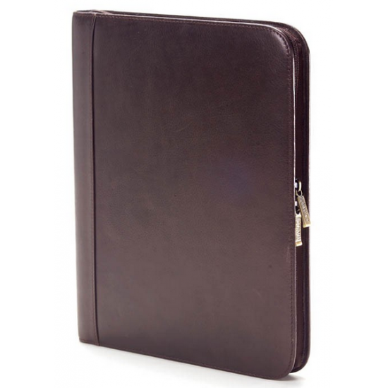 Custom Logo Tuscan Leather Zip Pocket Padfolio