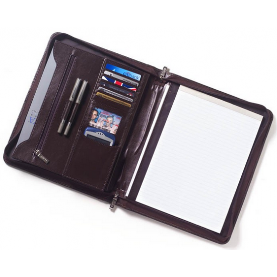 Custom Logo Zip Extreme File Padfolio - Tuscan Leather