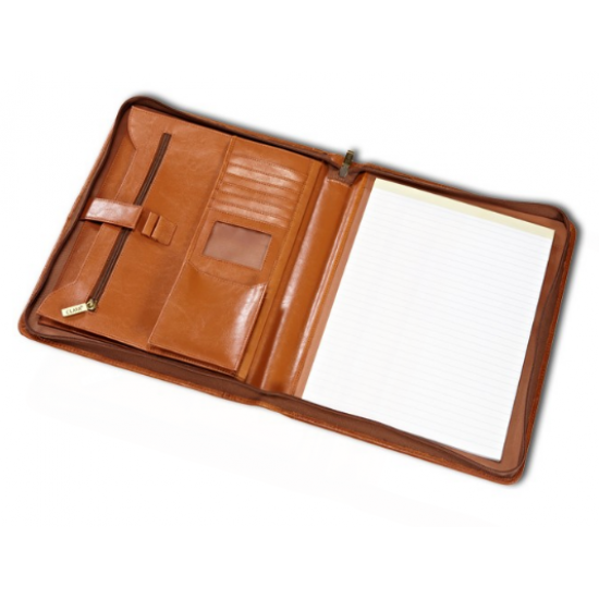 Custom Logo Zip Extreme File Padfolio - Tuscan Leather