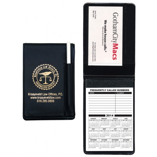 Custom Logo 30 Page Memo Pad & Holder with White Pen